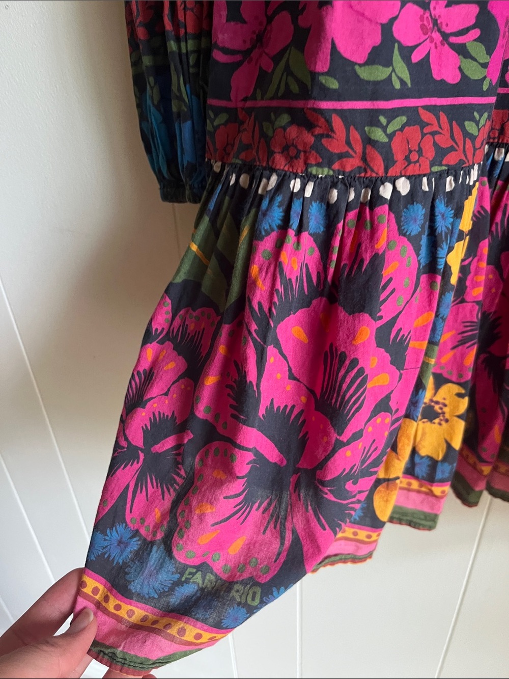 FARM Rio Multicolor Floral Mini Boho 100% Cotton Boho Resort Wear Sz Sm Dress - Picture 6 of 12